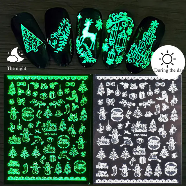 Glowing Snowflake Nail Decals