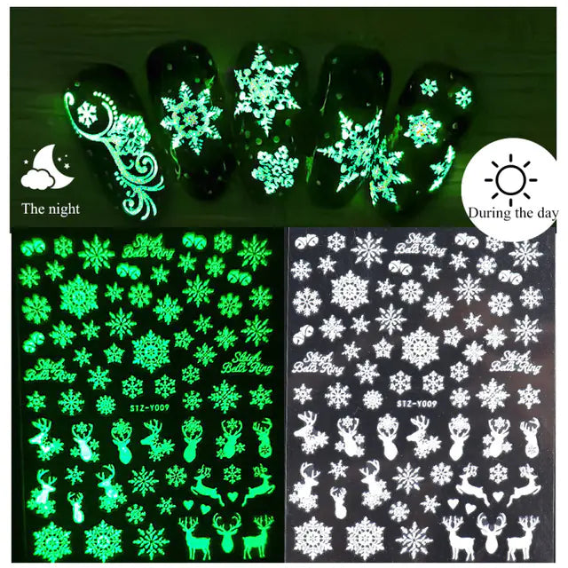 Glowing Snowflake Nail Decals