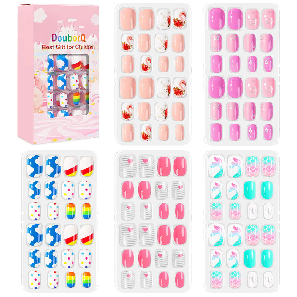120-Piece Cute Kids Nail Art Fake Nail Set