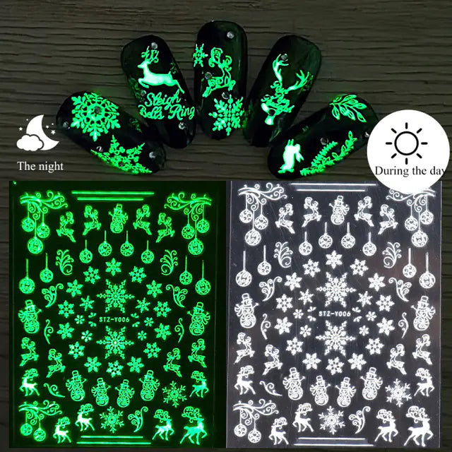 Glowing Snowflake Nail Decals