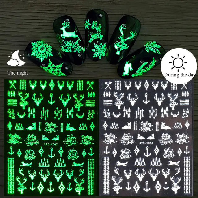 Glowing Snowflake Nail Decals