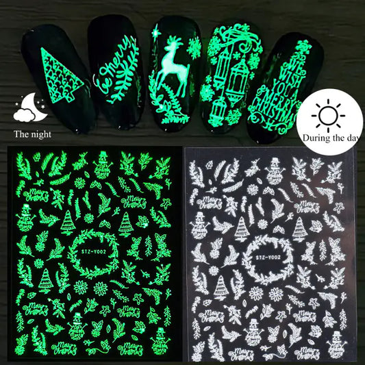 Glowing Snowflake Nail Decals