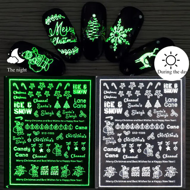 Glowing Snowflake Nail Decals