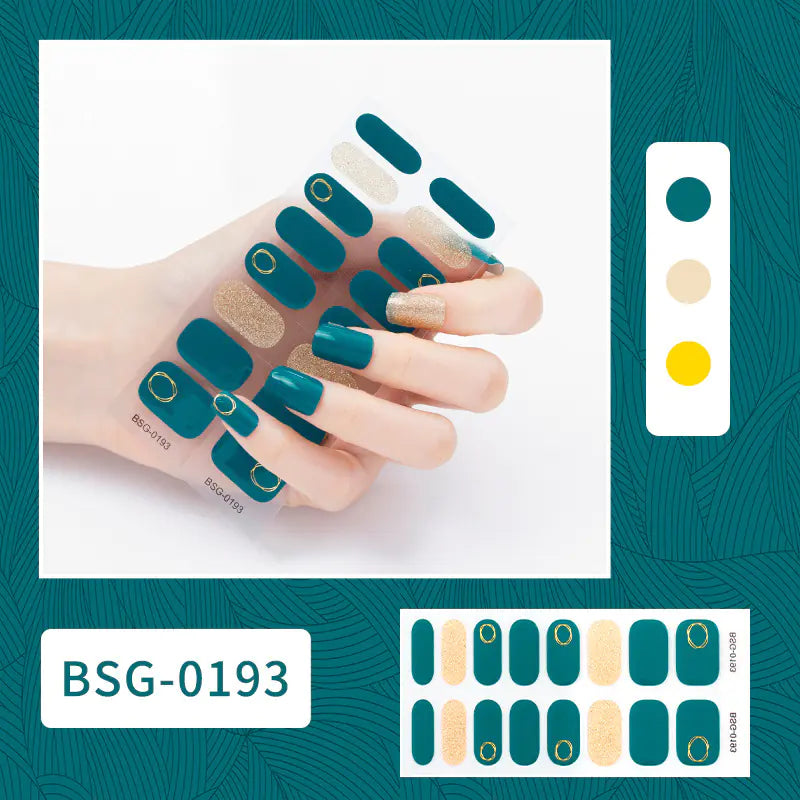 3D Gold Foil Gel Nail Art (16 pcs)