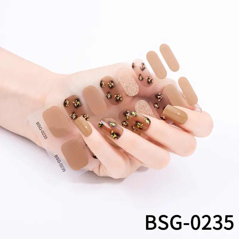 3D Gold Foil Gel Nail Art (16 pcs)