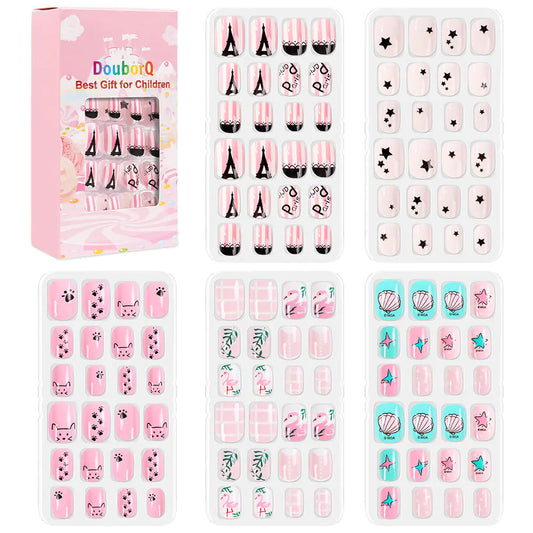 120-Piece Cute Kids Nail Art Fake Nail Set