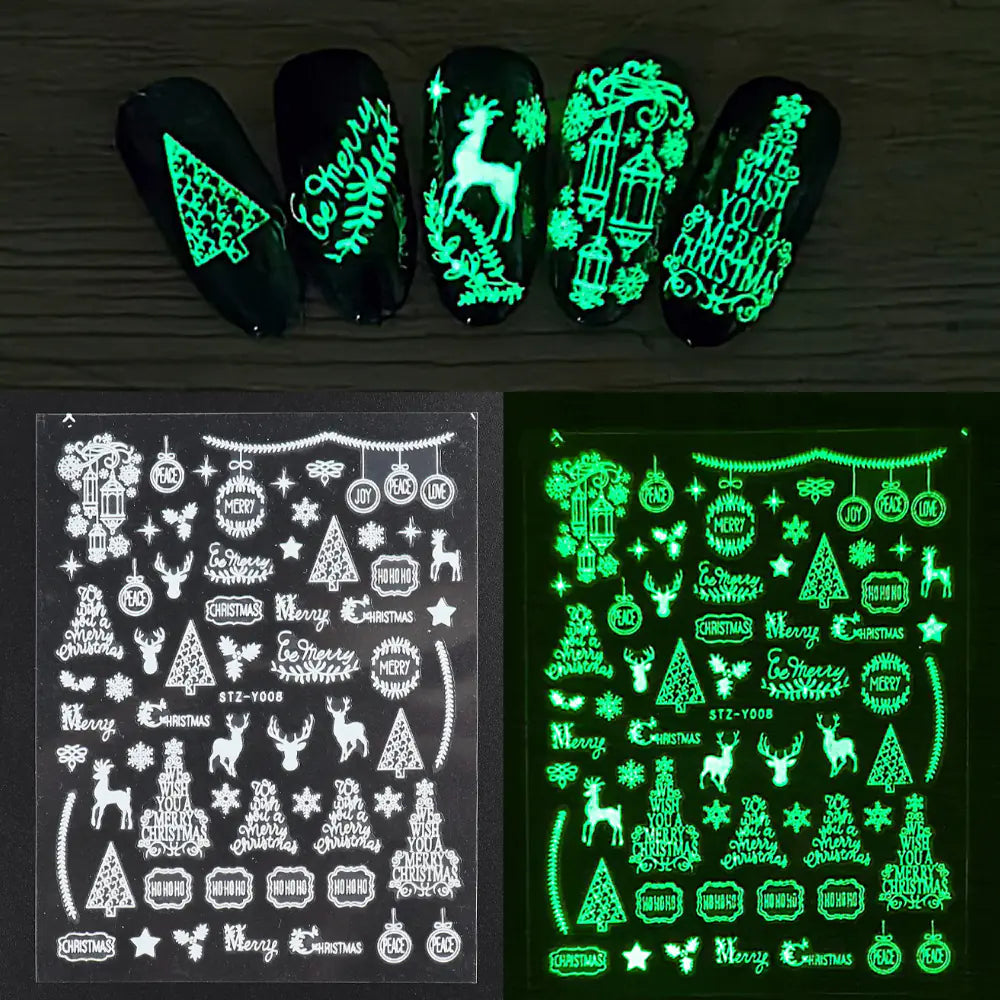Glowing Snowflake Nail Decals